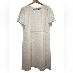 J. Crew Cream Eyelet Coastal Cotton Midi Dress Women’s Size 12
